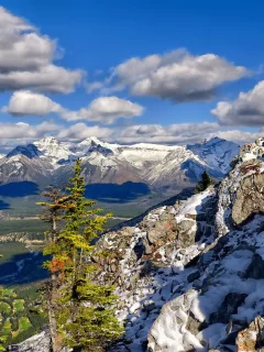 горы, banff national park, облака, деревья