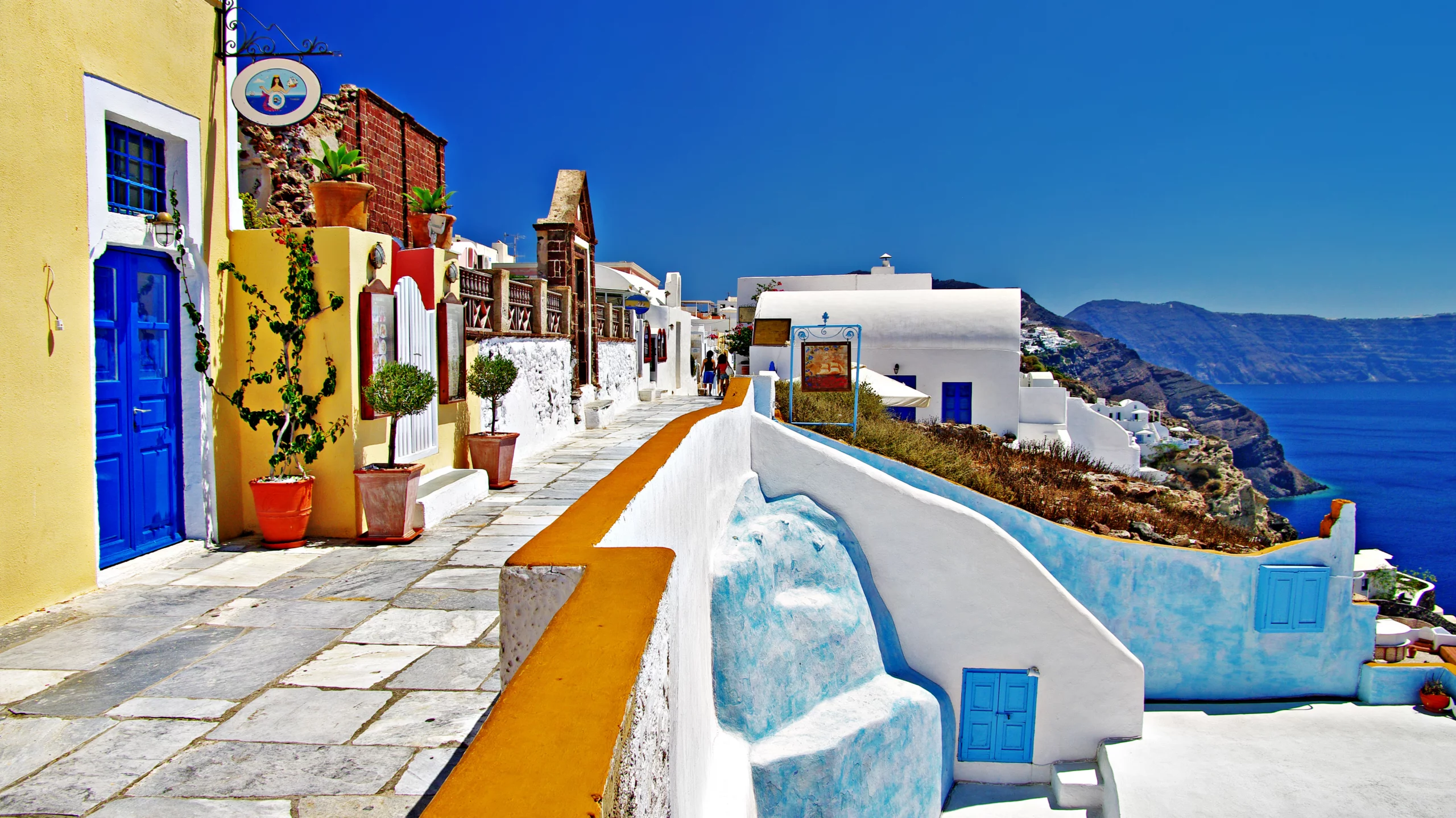 greece, природа, santorini, пейзаж, море, дома
