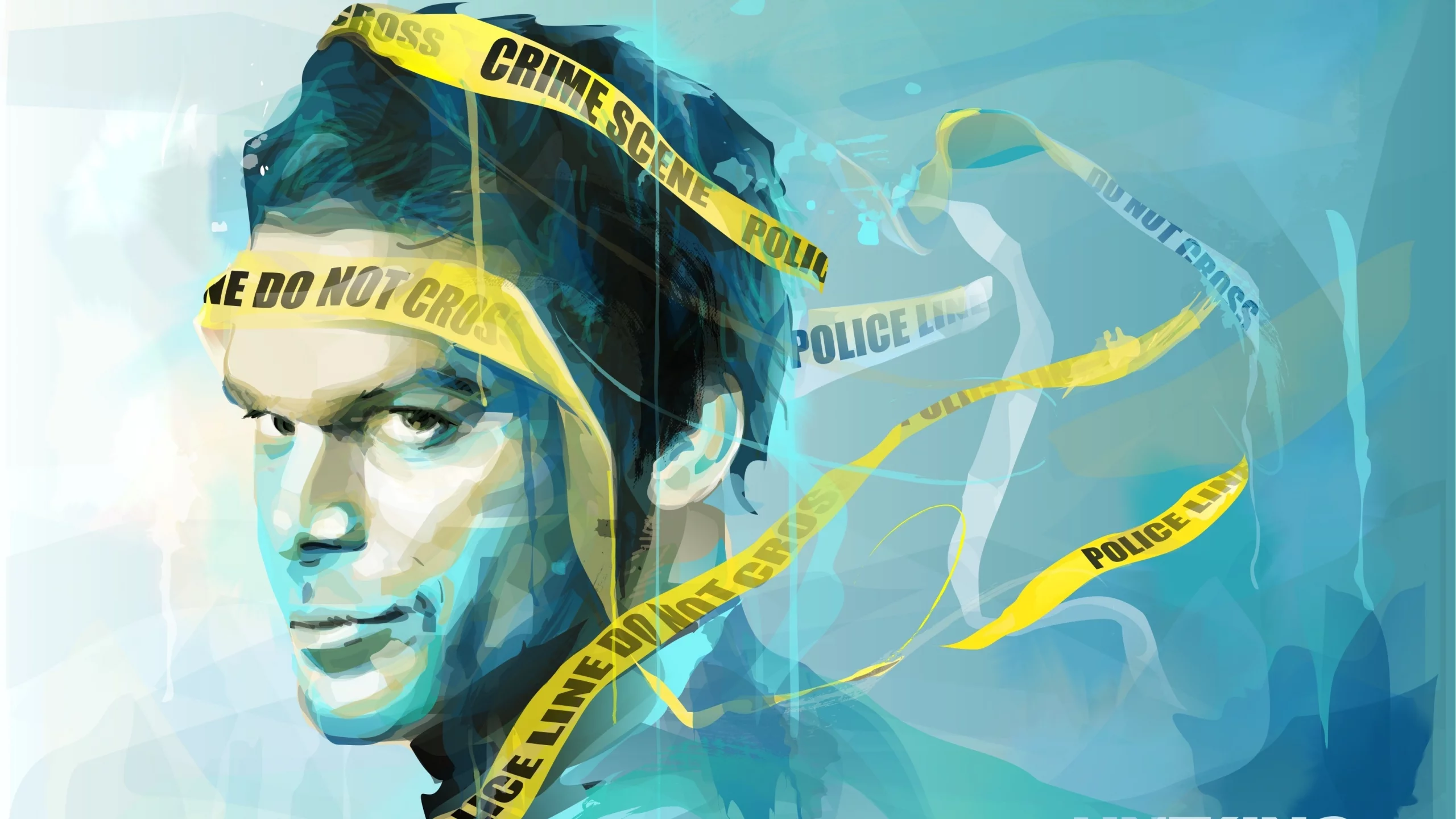 арт, dexter, взгляд, сериал, желтая лента, лицо, живопись
