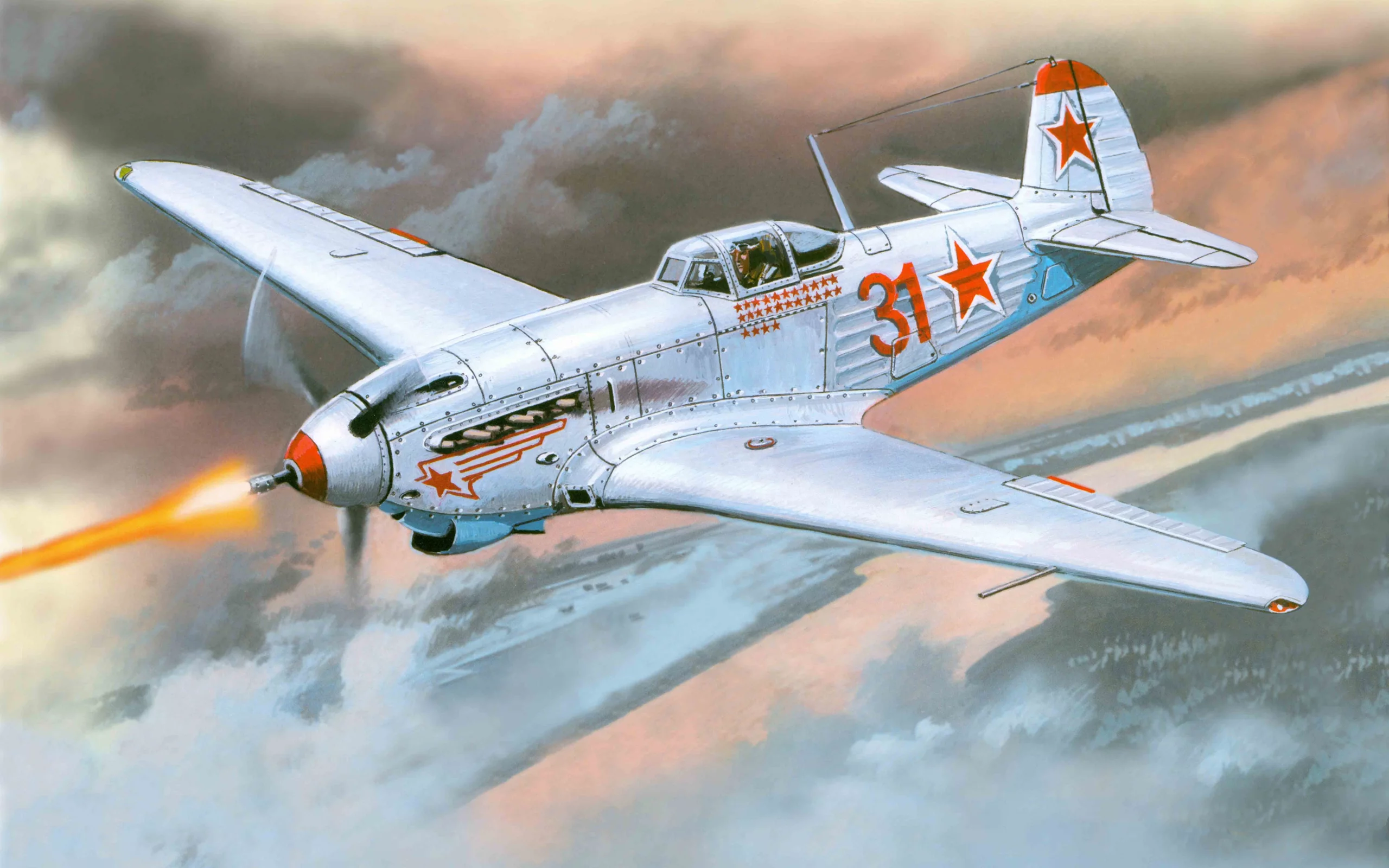 арт, як-9к, крупнокалиберный, самолет, советский, к