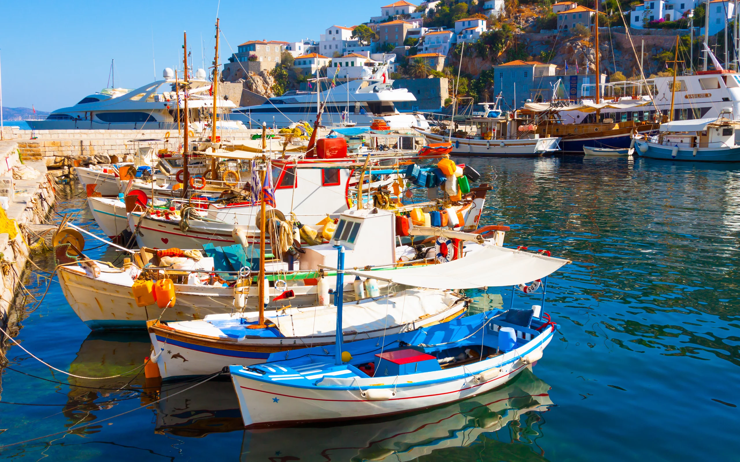море, greece, santorini, лодки, природа, пейзаж, дома