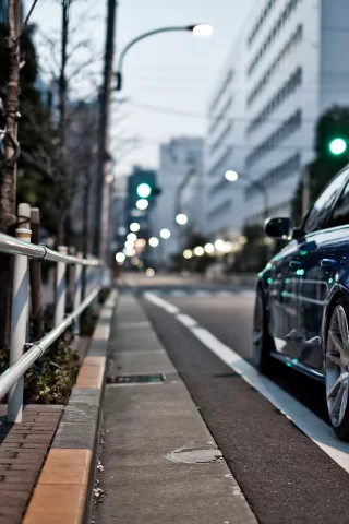 синий, улица, s4, размытость, универсал, боке, audi, город