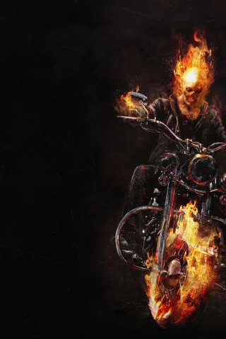 огонь, скелет, байк, ghost rider, призрачный гонщик