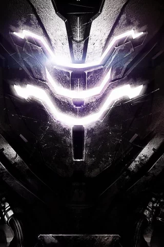 dead space, шлем, металл, свет, арт