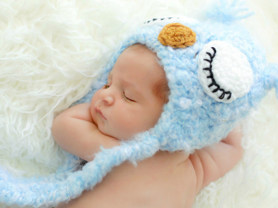 спит, шапочка, ребенок, младенец, голубая, сова, малыш
