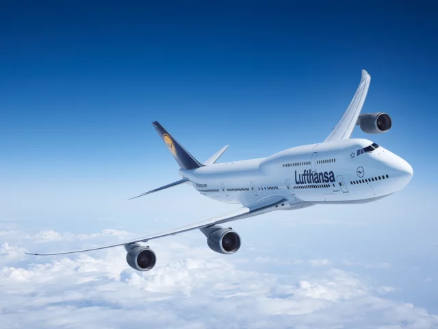 boeing, lufthansa, самолет, полет, авиалайнер, боинг, летит, 747