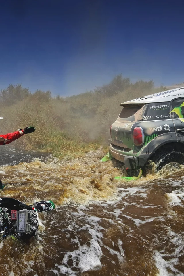 x-raid, mini cooper, rally, mini, dakar, мини купер, зеленый, мотоцикл