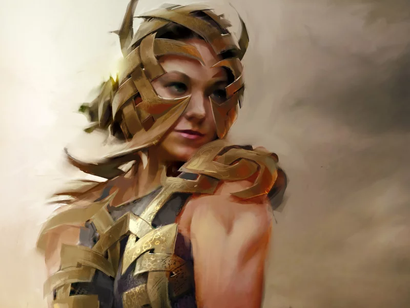 металл, девушка, ленты, guild wars, арт, пластины, броня