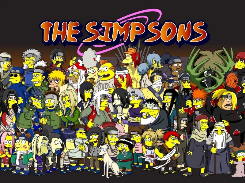 parody, anime, the simpsons, wallpaper, akatsuki, crossover, cartoon, naruto, disguise