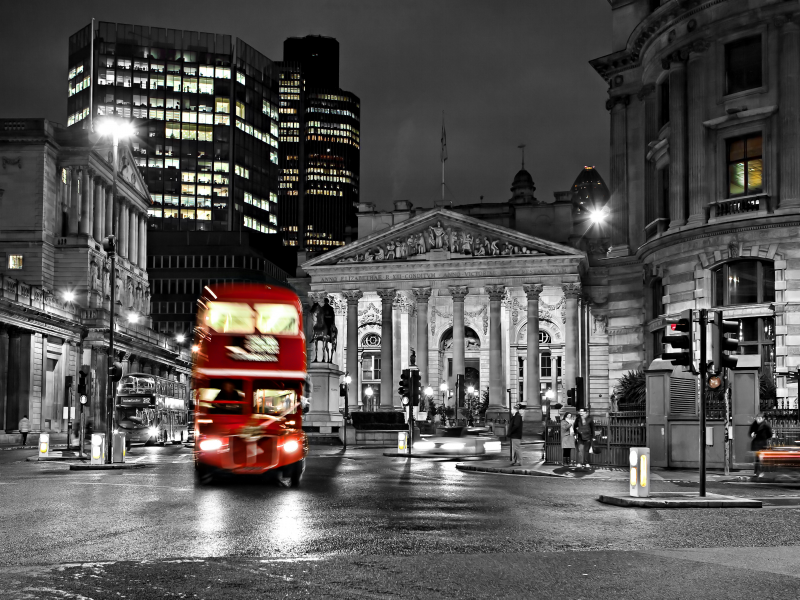 london, city, street, england, лондон, blur, night, road, bus, black and white, lights