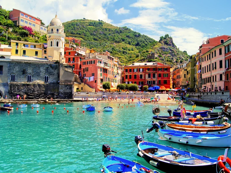 город, италия, vernazza, лодки, море, italy, пляж, вернацца