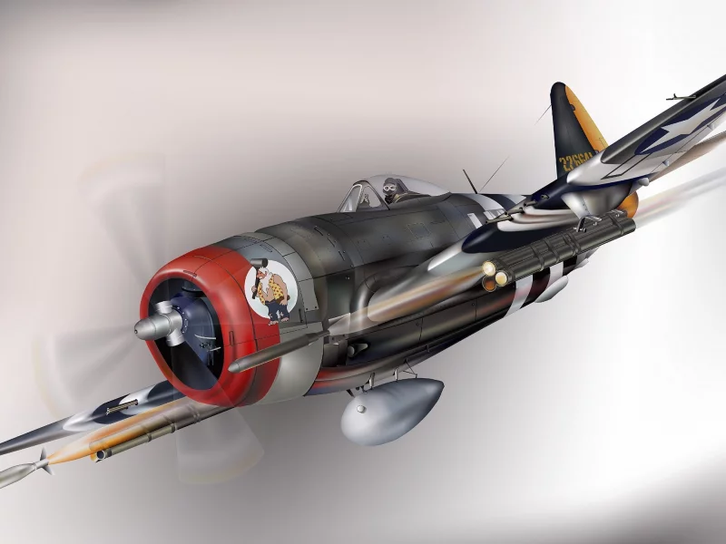 republic, самолет, истребитель, p-47, thunderbolt, арт