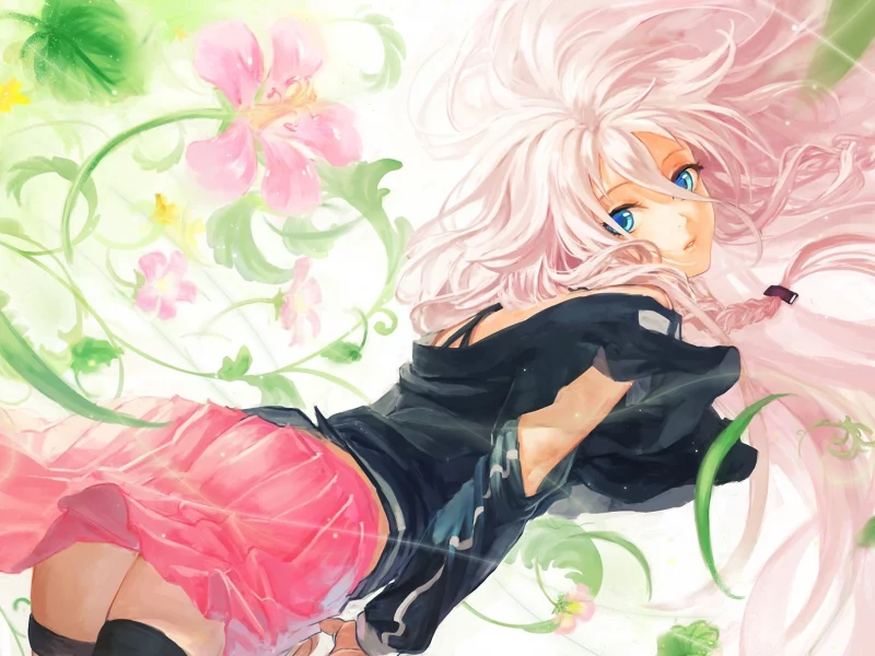 волосы, vocaloid, цветы, ia, рисунок, девушка