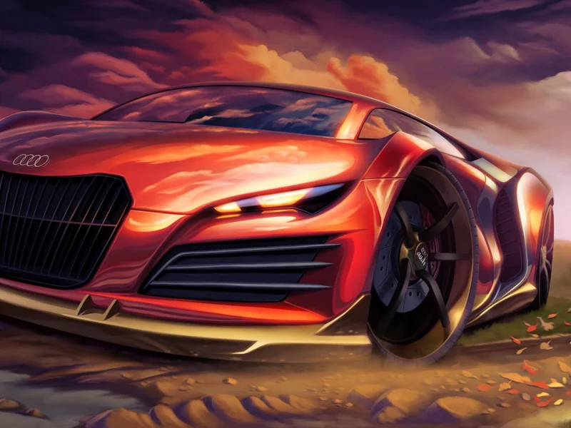 audi, суперкар, автомобиль, арт, спортивный, красный