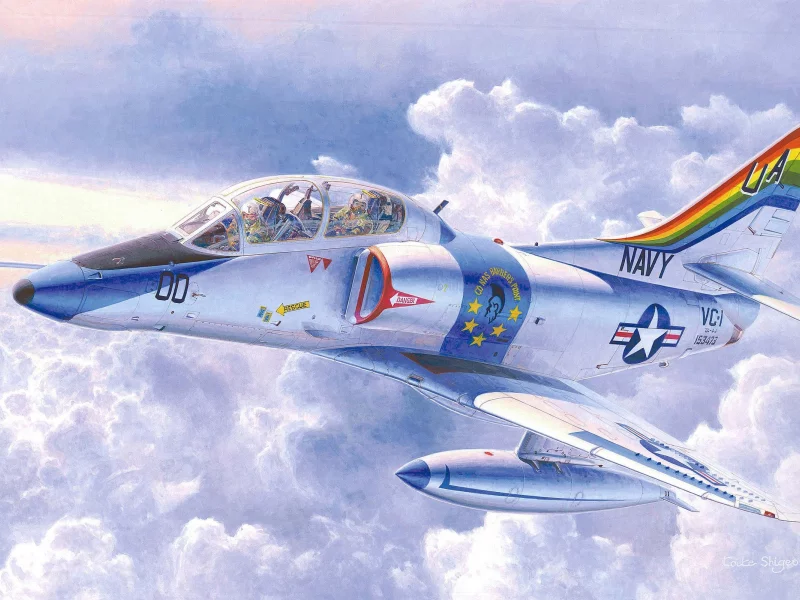 ta-4j skyhawk, арт, дуглас a-4 скайхок, учебный, самолет