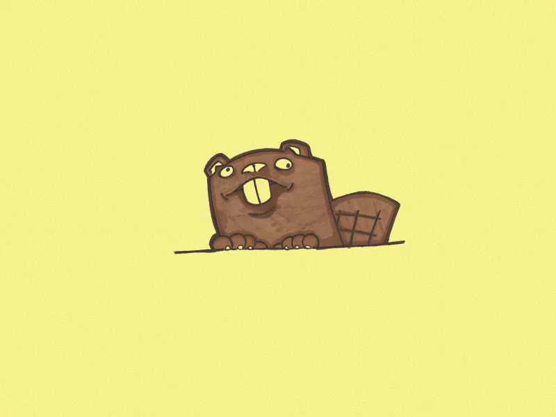 желтый фон, beaver, выглядывает, хвост, животное, бобер