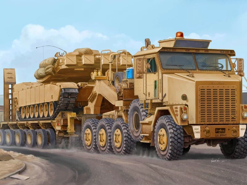 vincent wai, oshkosh m1070 het, 8x8, рисунок, heavy equipment transport