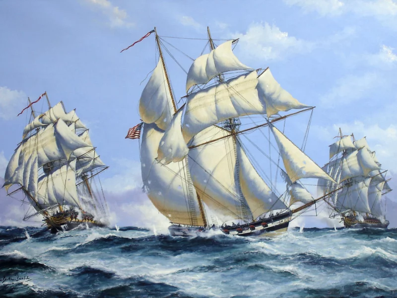 морской, painting, флот, кораблей, арт, бой, парусников