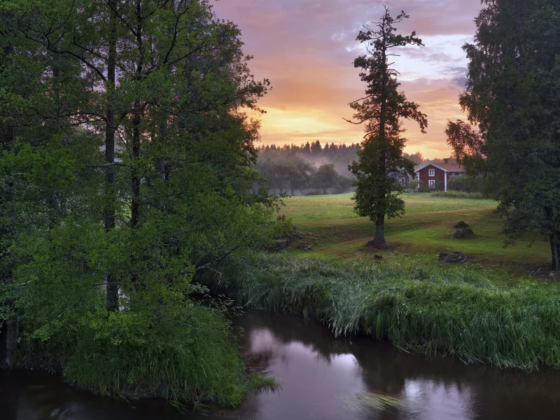 река, деревья, stock__s, n__rke, швеция, sweden