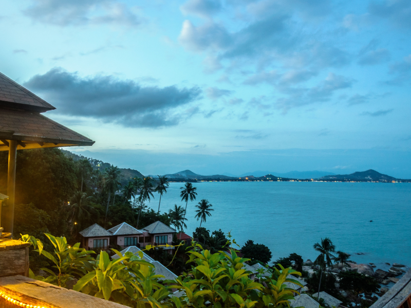 gulf, island, thailand, lamp, тайланд, palm, samui, beach, sky, ocean, rock, house