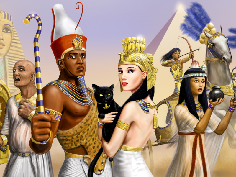 воин, арт, девушки, фараон, парни, сфинкс, египет, жрец