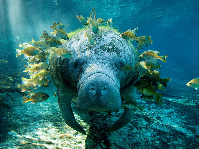 trichechus, ламантин, рыбы