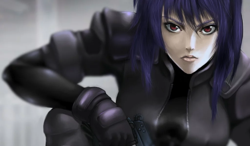 kusanagi motoko, пистолет, ghost in the shell, девушка, арт, оружие