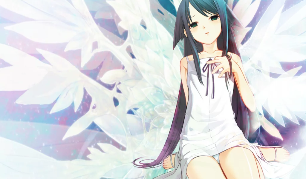 зеленые глаза, saya no uta, девушка