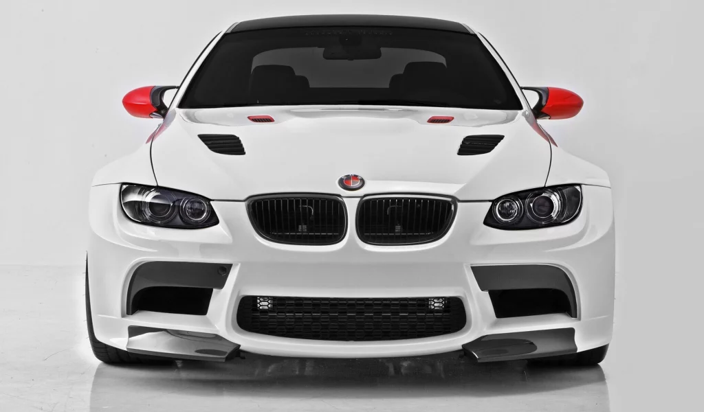 фары, белый, машина, тюнинг, обои 2560х1600, фон, bmw 3, машины, капот, бампер, vorshteiner