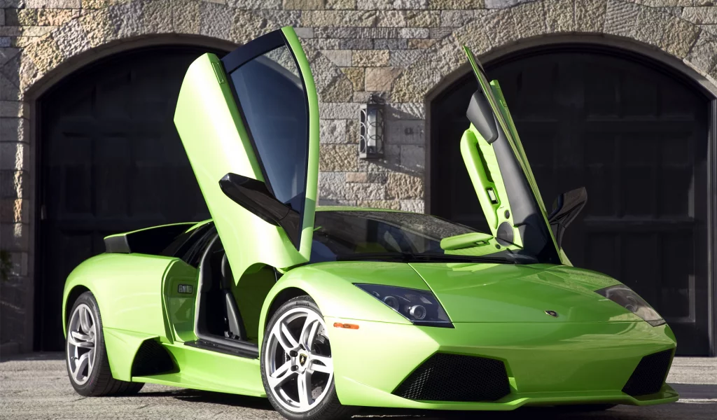 мурселаго, ламборджини, lamborghini, murcielago, lp640, green, ламбо двери, открытые двери, зелёный