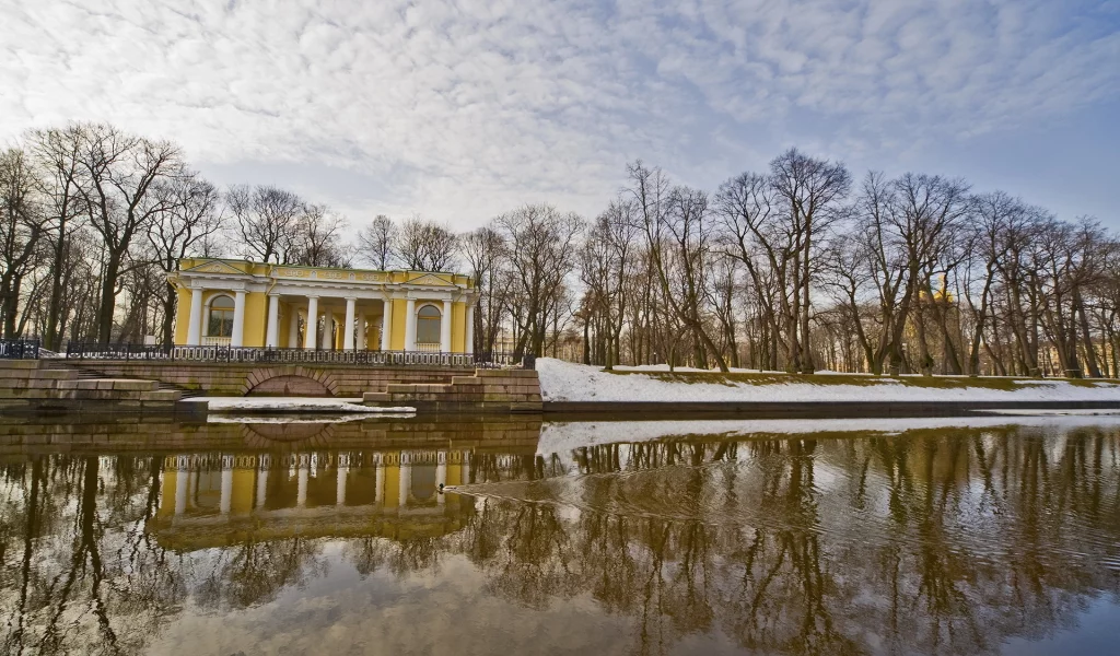 река, парк, небо