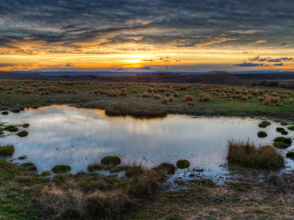 небо, долина, hdr, лужа