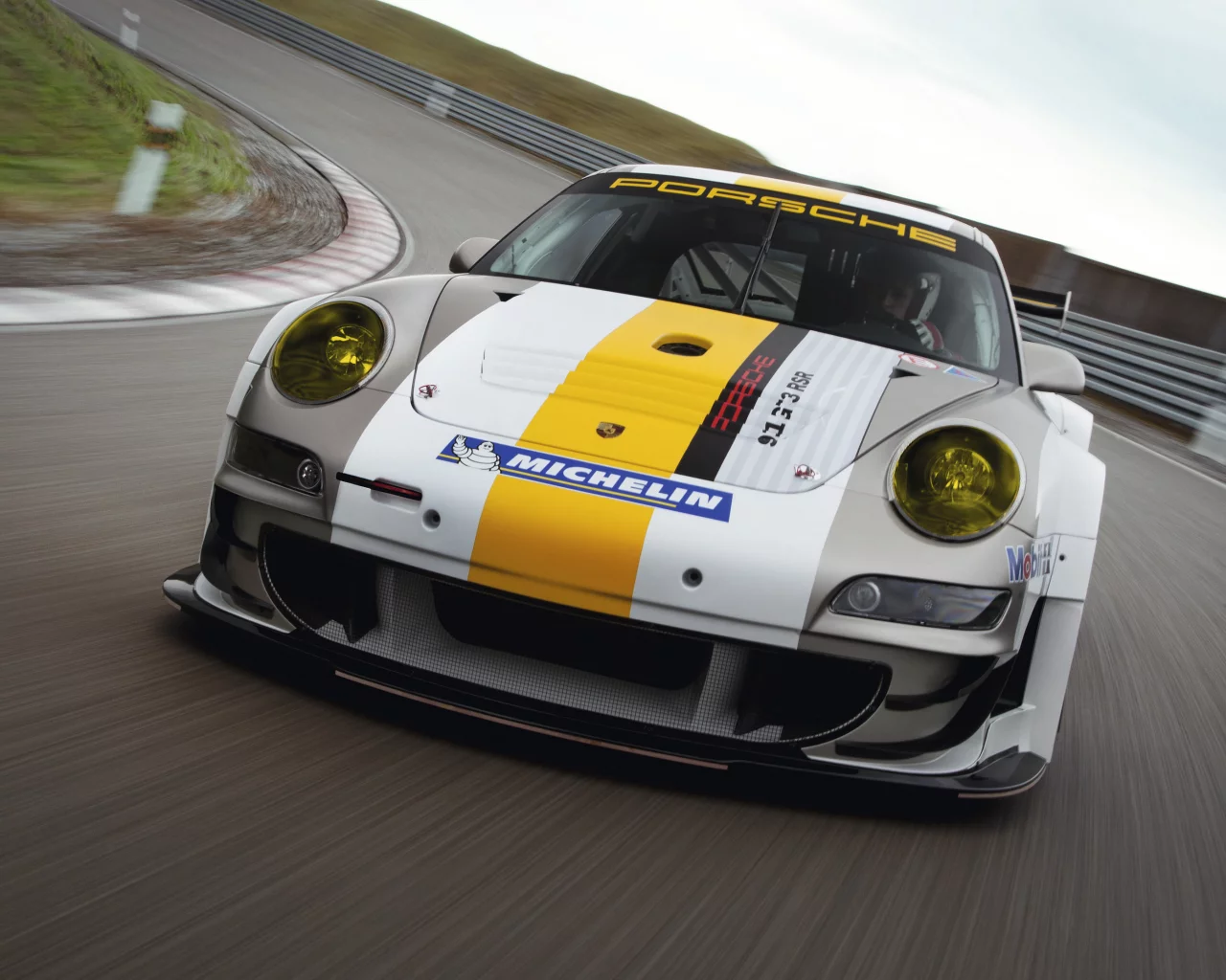 скорость, porsche, фары, трек, gt3