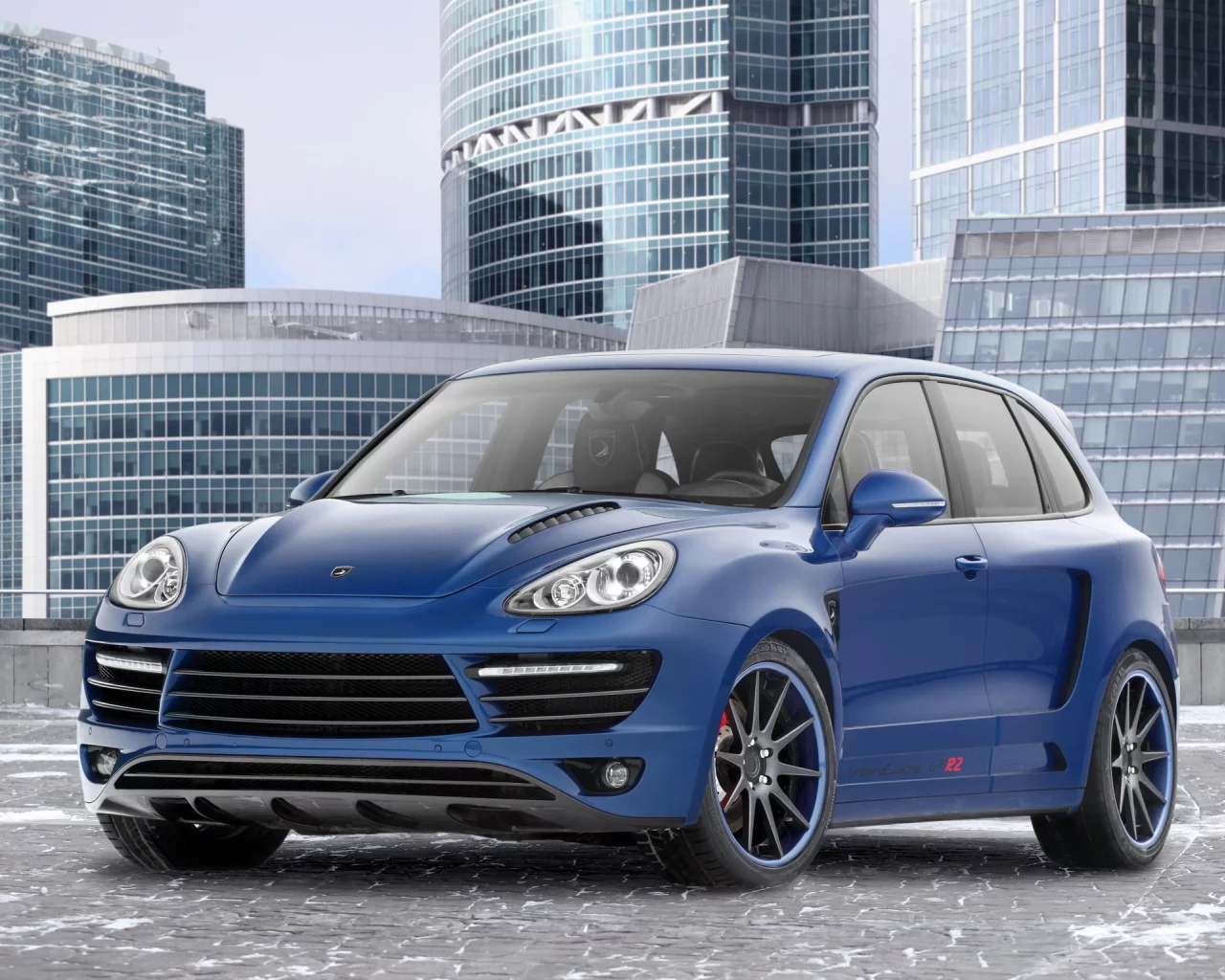 порше, кайен, tuning, небоскрёбы, gtr, topcar, тюнинг, синий, cayenne, vantage, porsche, каменные джунгли