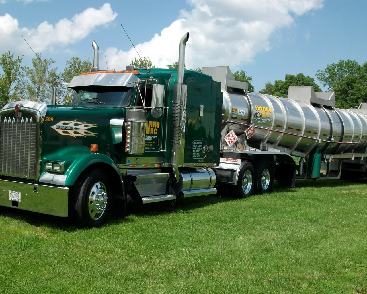 trucks, грузовик, kenworth, envirovac, зелёный, цистерна