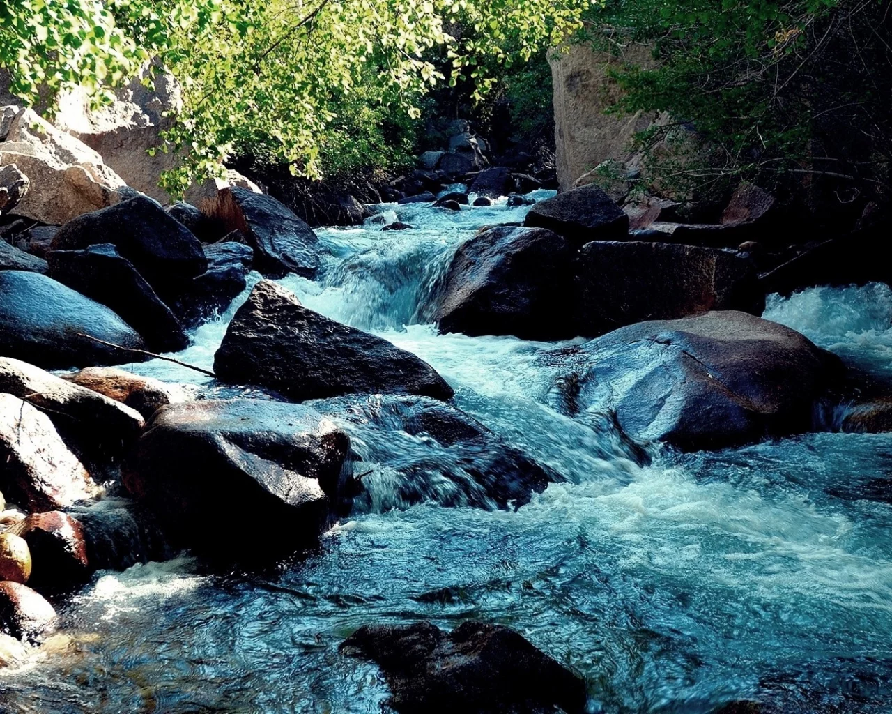 поток, природа, пейзаж, горная река, вода, камни
