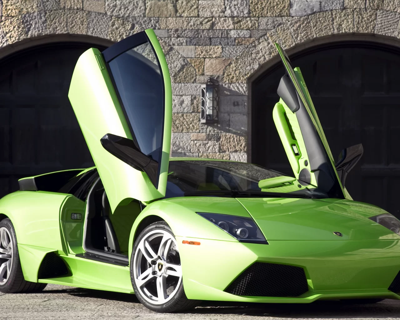 мурселаго, ламборджини, lamborghini, murcielago, lp640, green, ламбо двери, открытые двери, зелёный