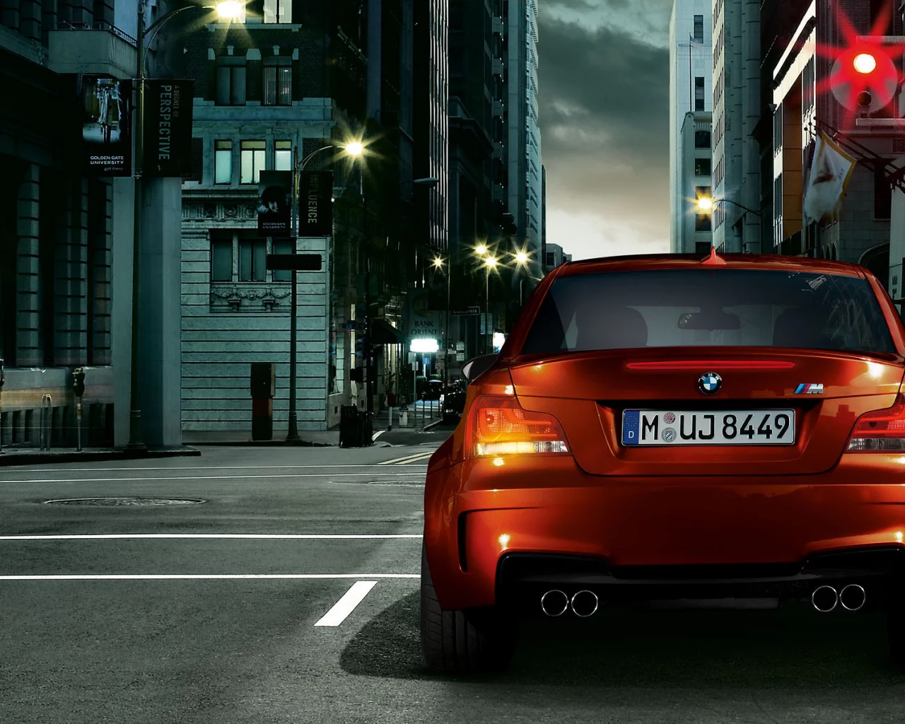 (e82), светофор, bmw, красный свет, бмв, улица, m coupe, фонарные столбы, город, 1 series