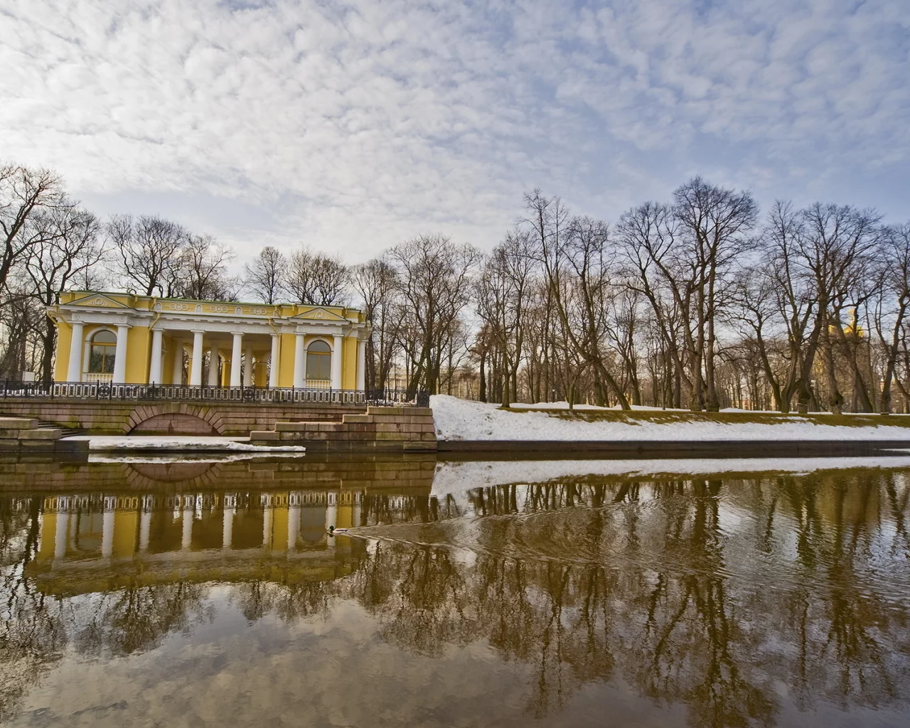 река, парк, небо