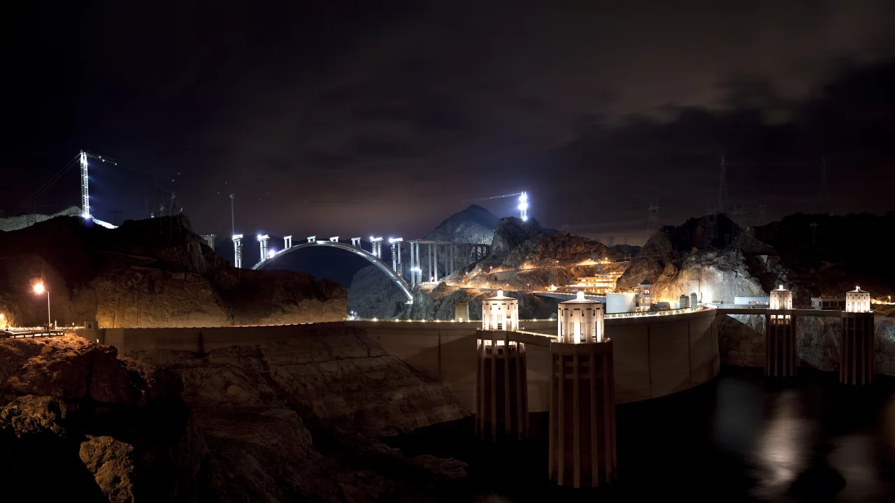 плотина, огни, дамба