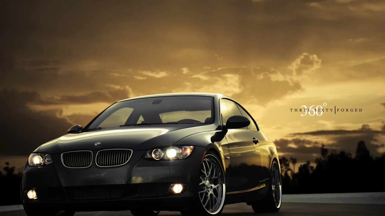 black, m3, чёрный, передняя часть, 335i, бмв, 360 three sixty forged, закат, bmw