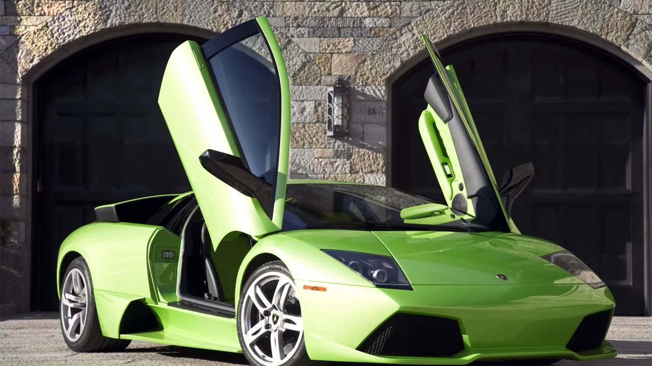 мурселаго, ламборджини, lamborghini, murcielago, lp640, green, ламбо двери, открытые двери, зелёный