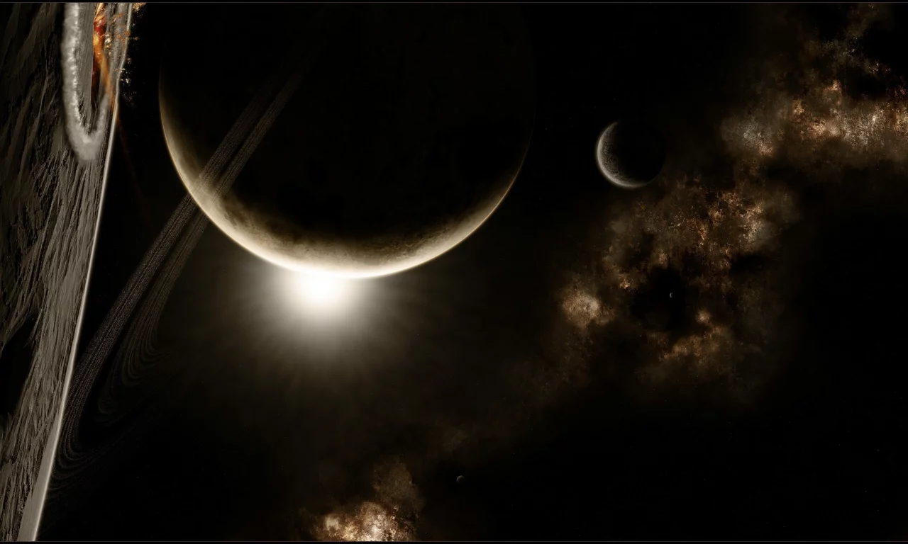 планеты, туманность, кольца, спутники, кратеры, nebula, звезды