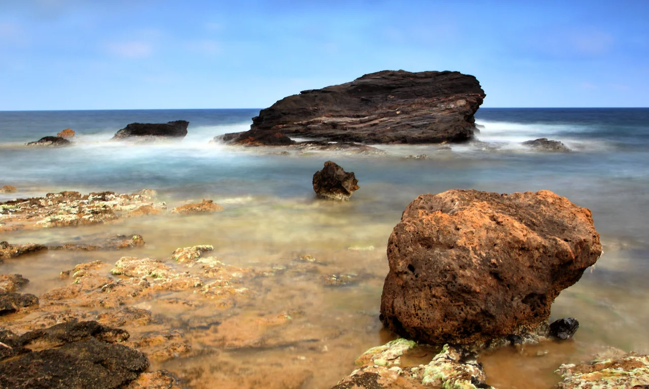 вода, море, дно, камни