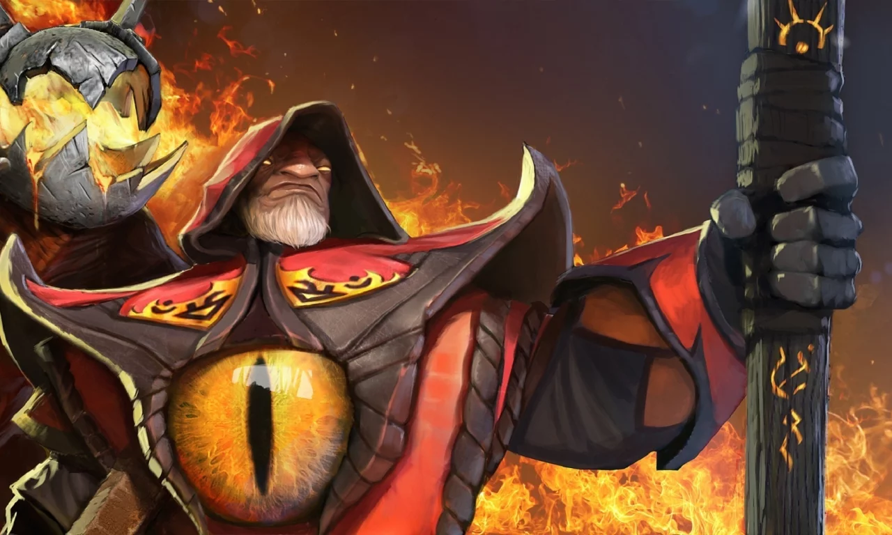 art, game, игра, valve, warlock, 2666x1080, арт, eye, глаз, defence of the ancients, dota2, fire, огонь, golem