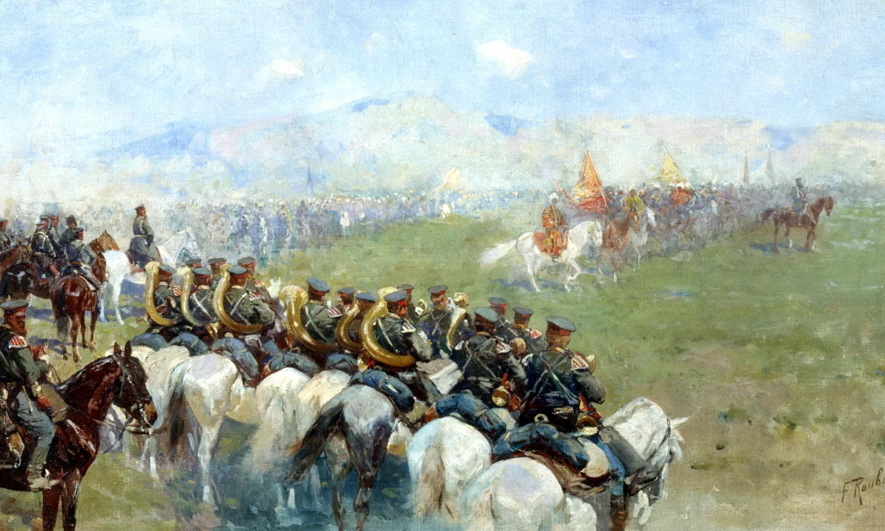 смотр войск александром iii, войска, рубо франц, живопись