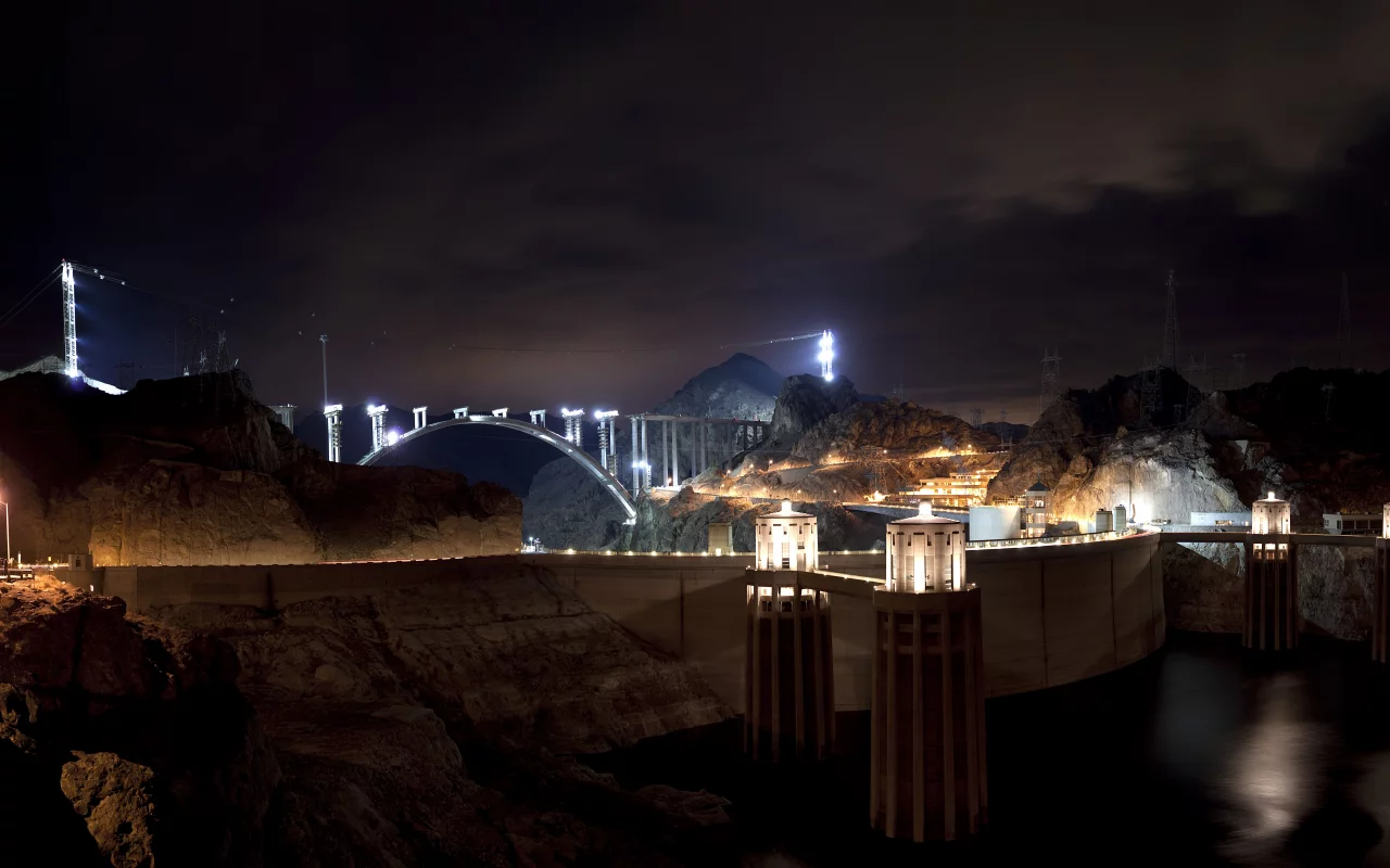плотина, огни, дамба