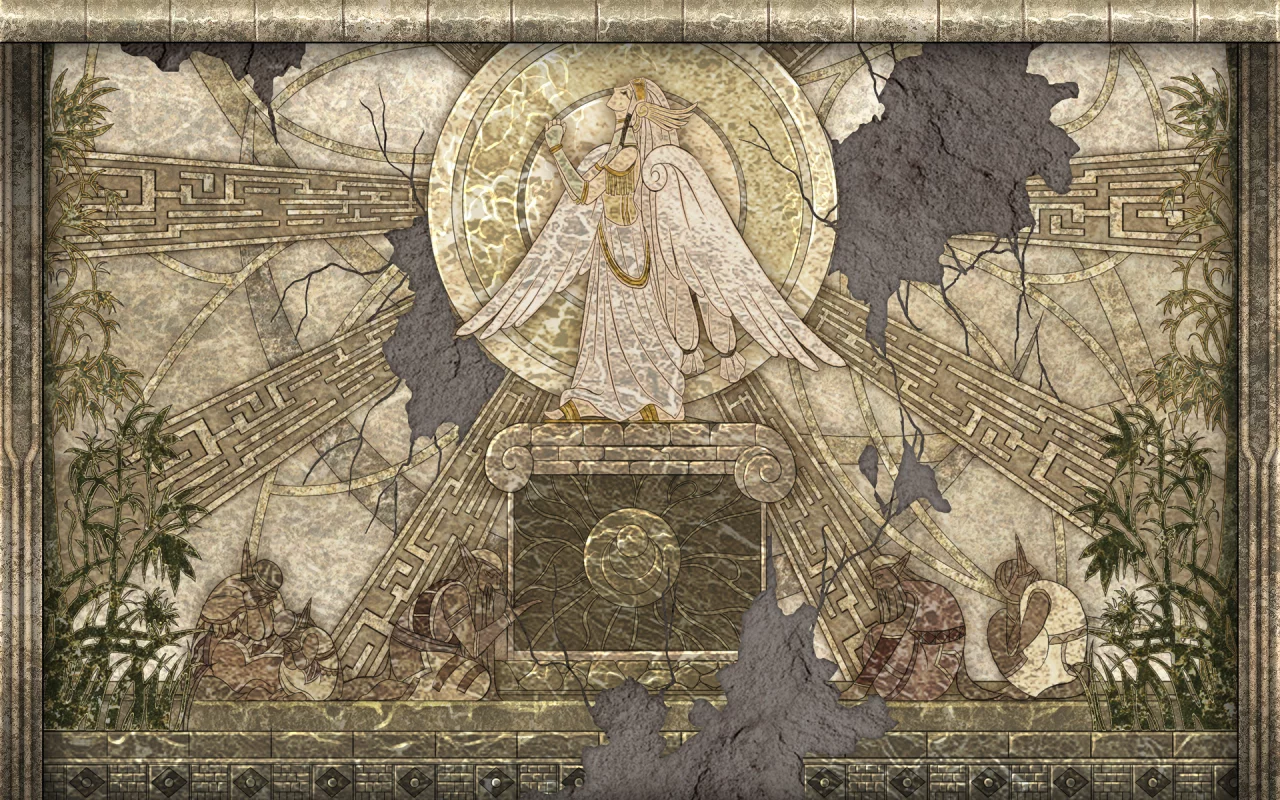 картина, ys, растения, фреска, девушка, the ark of napishtim