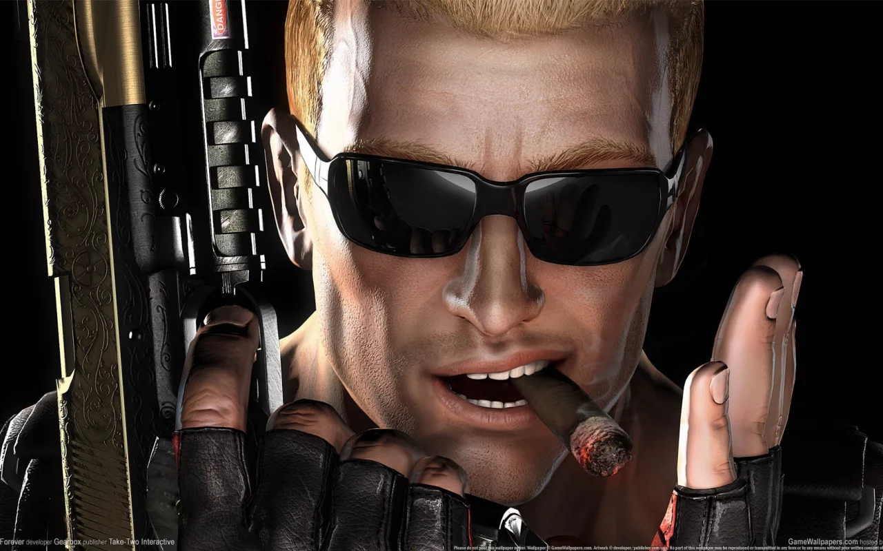 duke nukem, game wallpaper, очки, сигара, пистолет, forever