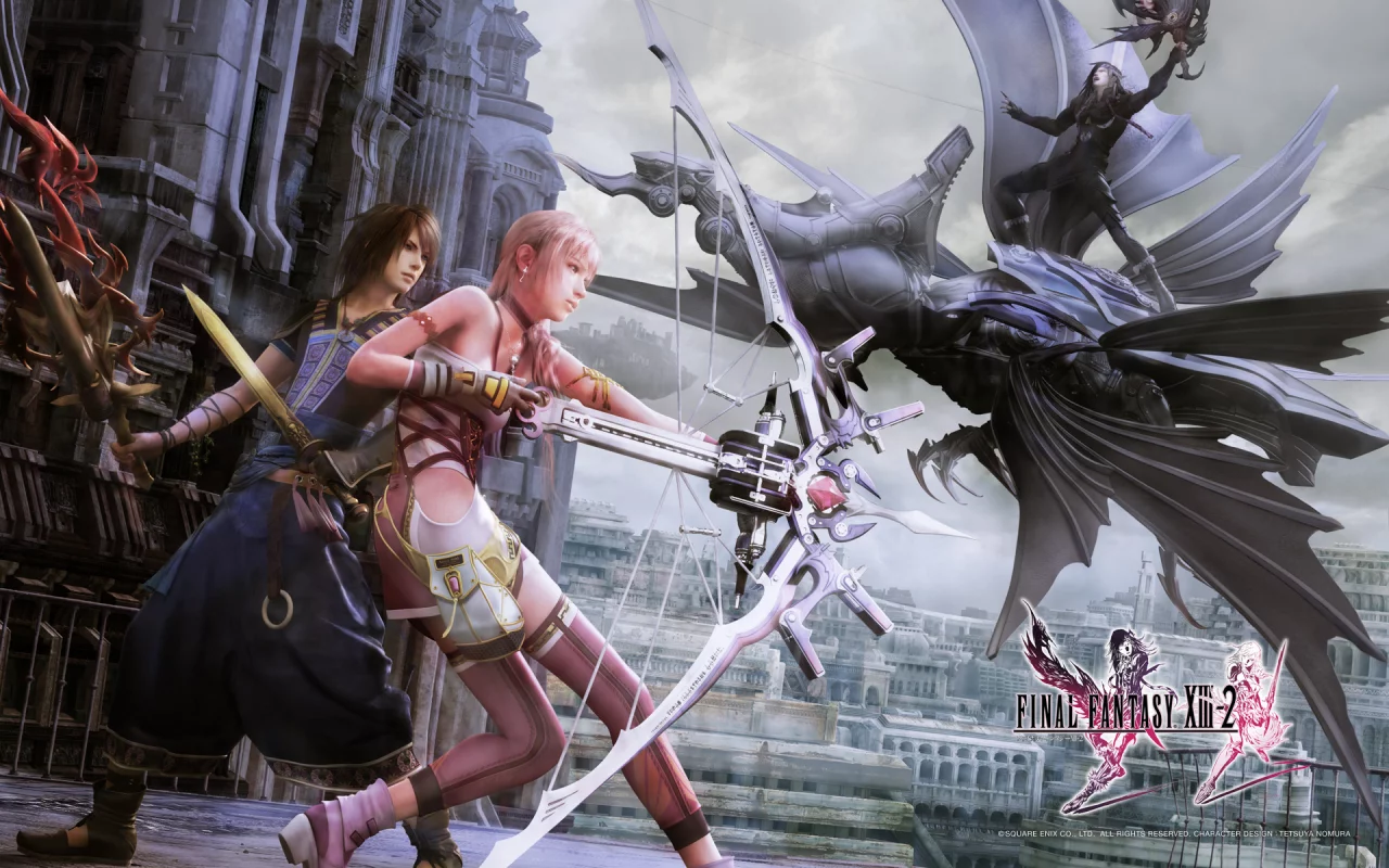 клинок, noel, сэра, ffxiii-2, final fantasy xiii-2, serah, меч, лук, оружие, ноэль